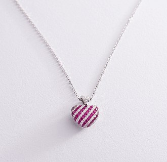 картинка Золотой кулон "Сердце" с бриллиантами и рубинами Интернет магазин Oniks Premiun